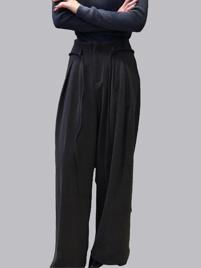 Popular wide-leg trousers (with waist cord)