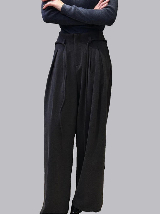 Popular wide-leg trousers (with waist cord)