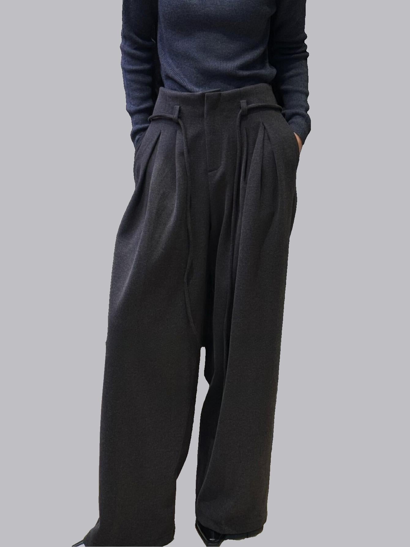 Popular wide-leg trousers (with waist cord)