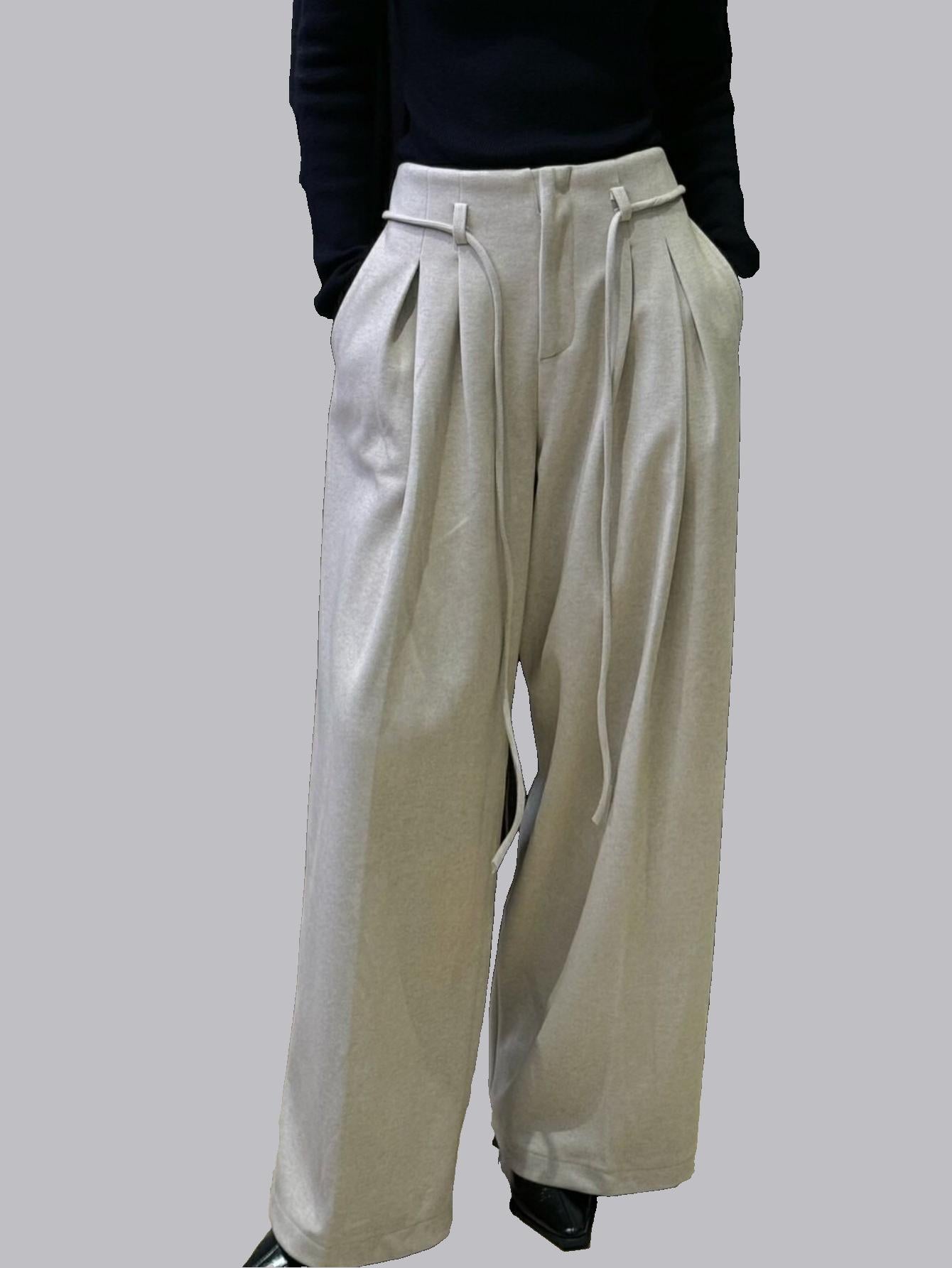 Popular wide-leg trousers (with waist cord)