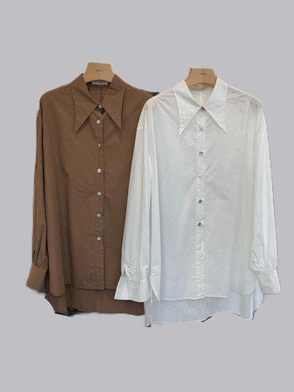 Solid color loose and versatile long-sleeved shirt