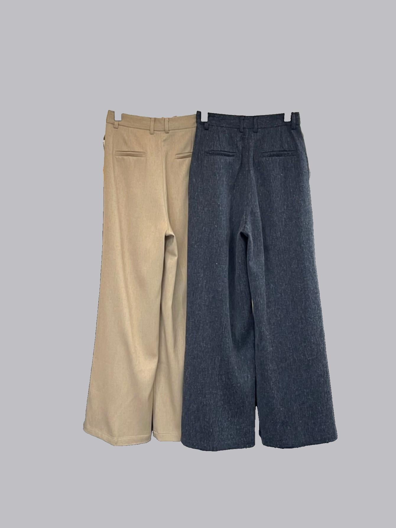 Commuter-friendly textured simple and comfortable high-waisted trousers