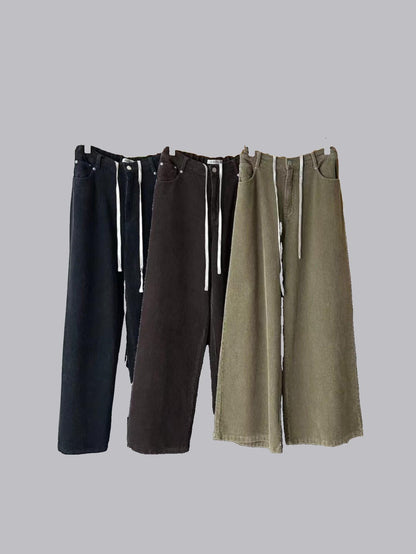 Loose - fit wide - leg slimming casual trousers