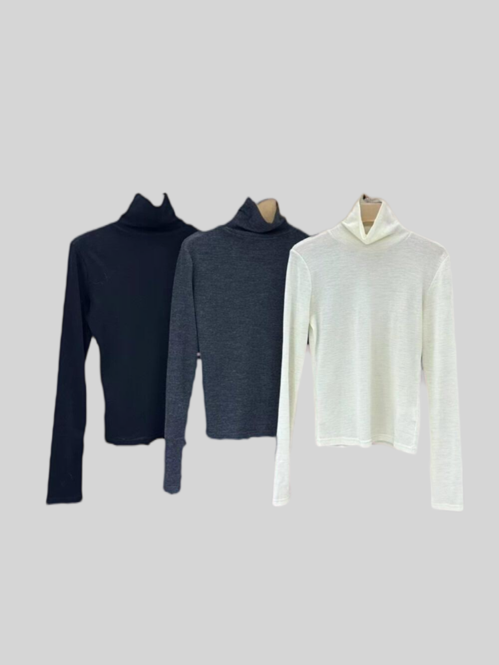 Minimalist turtleneck pullover base shirt (black, white, gray)