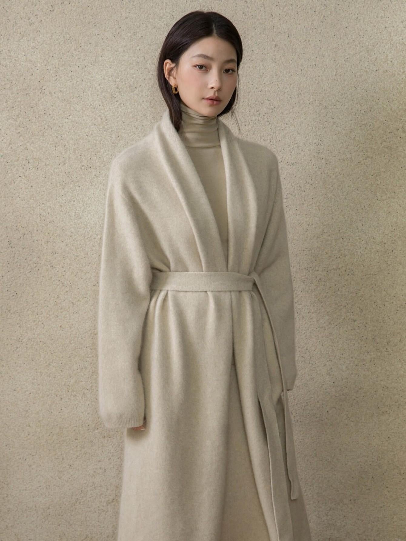 Chic Fox Fur-Blend Coat with Belt for Effortless Style | Eliraya