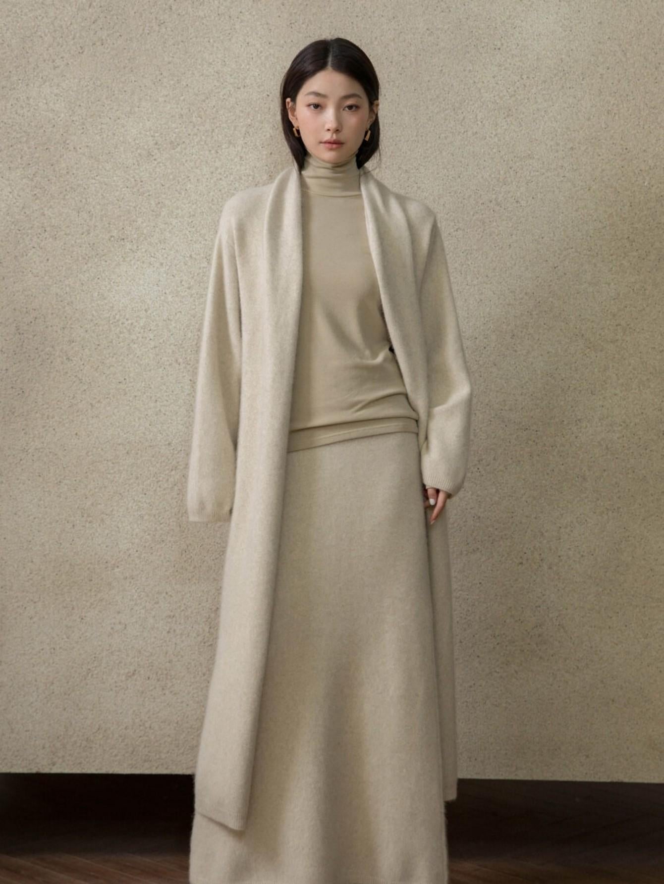 Chic Fox Fur-Blend Coat with Belt for Effortless Style | Eliraya