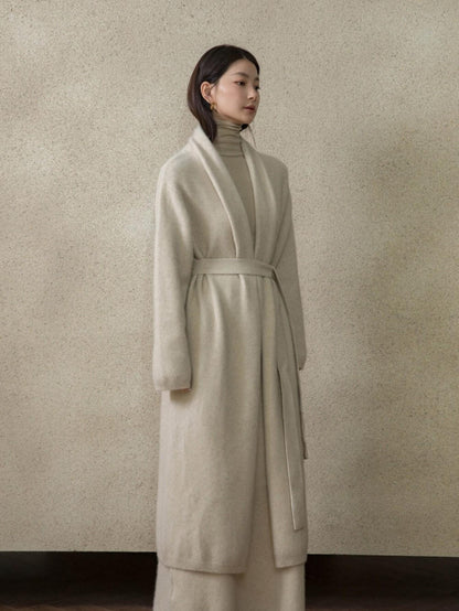 Chic Fox Fur-Blend Coat with Belt for Effortless Style | Eliraya