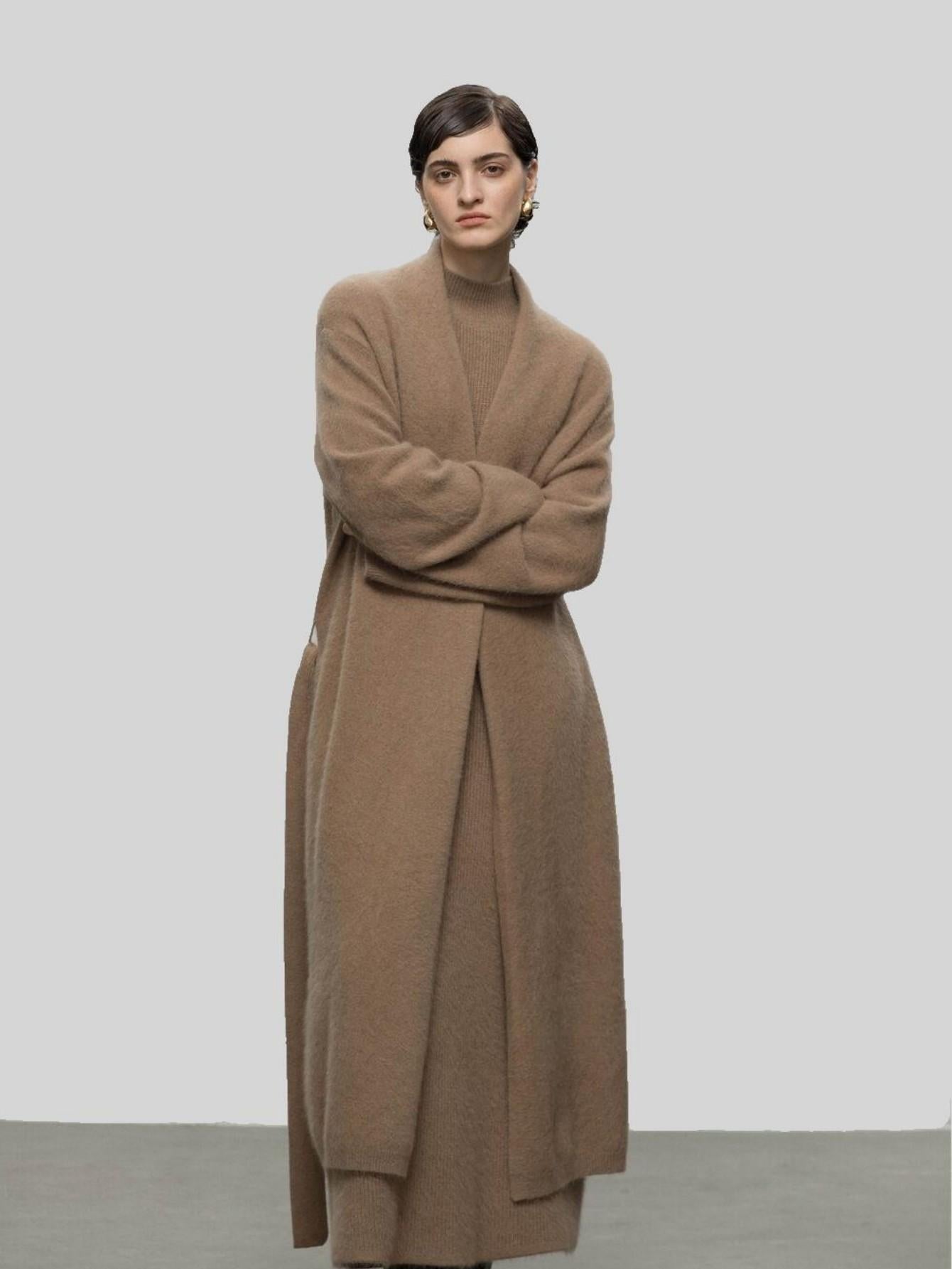 Chic Fox Fur-Blend Coat with Belt for Effortless Style | Eliraya