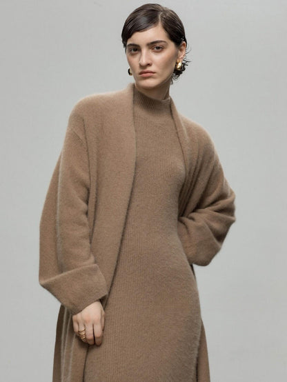 Chic Fox Fur-Blend Coat with Belt for Effortless Style | Eliraya