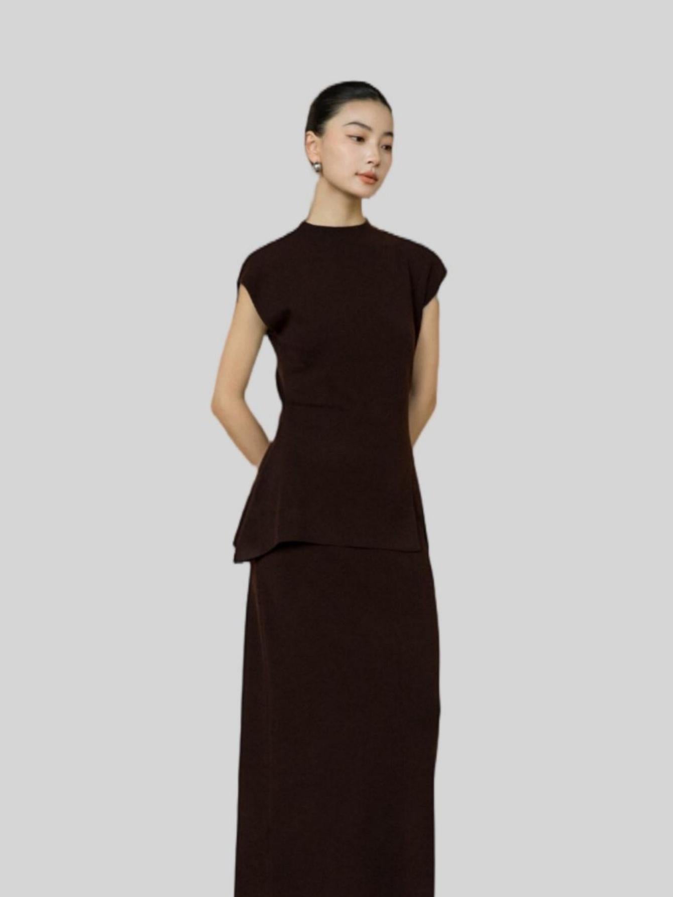 Elegant Slim-Fit Sweater and Pencil Skirt Set with Open-Back Design | Eliraya