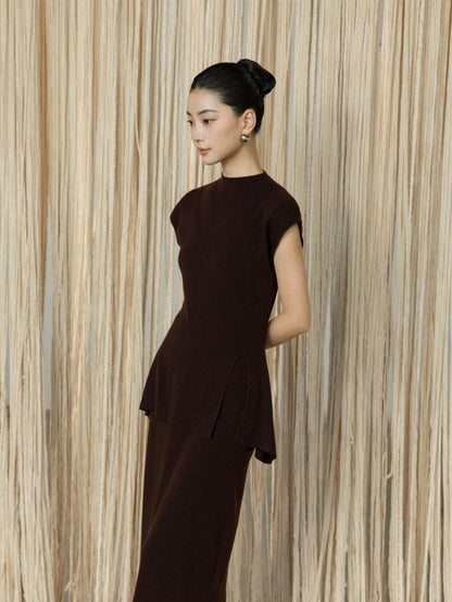 Elegant Slim-Fit Sweater and Pencil Skirt Set with Open-Back Design | Eliraya