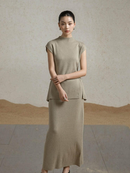 Elegant Slim-Fit Sweater and Pencil Skirt Set with Open-Back Design | Eliraya