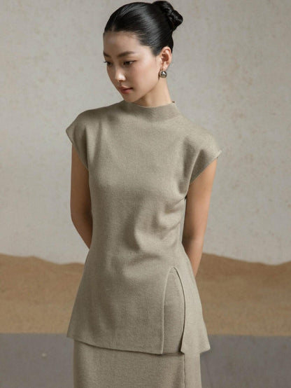 Elegant Slim-Fit Sweater and Pencil Skirt Set with Open-Back Design | Eliraya