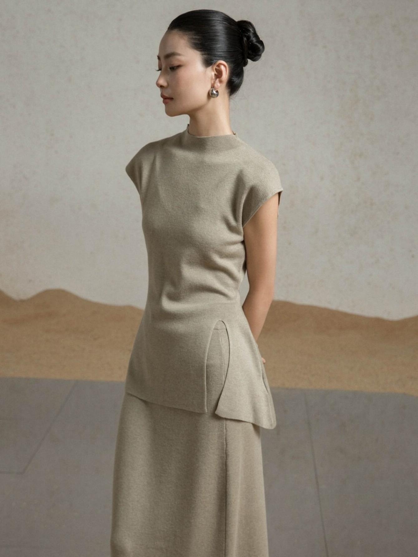 Elegant Slim-Fit Sweater and Pencil Skirt Set with Open-Back Design | Eliraya