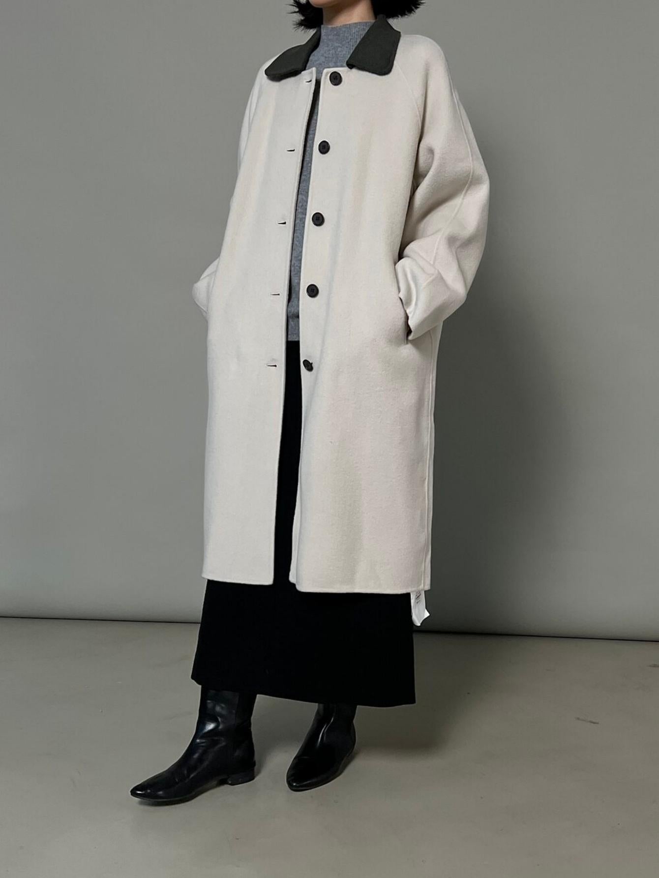 Long Single-Breasted 100% Wool Coat