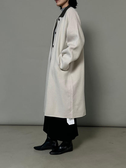 Long Single-Breasted 100% Wool Coat