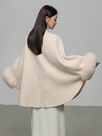 Wool Coat with Removable Fox Fur Sleeves