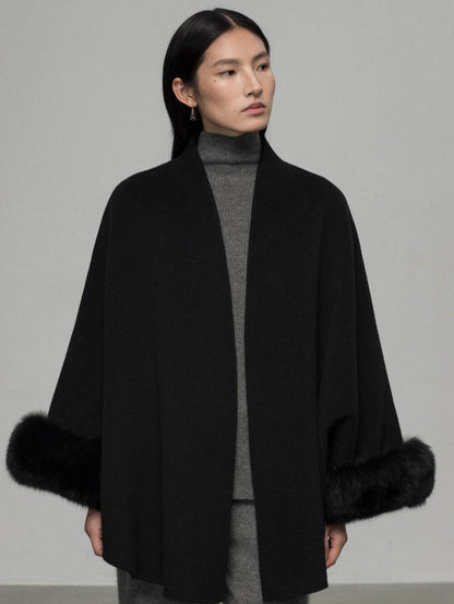 Wool Coat with Removable Fox Fur Sleeves