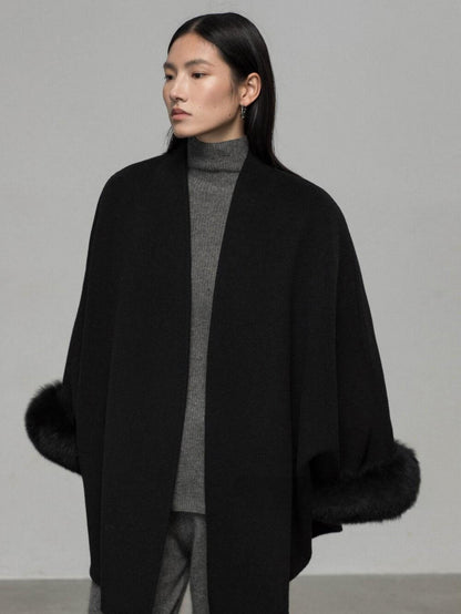 Wool Coat with Removable Fox Fur Sleeves