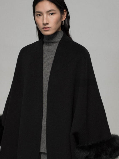 Wool Coat with Removable Fox Fur Sleeves