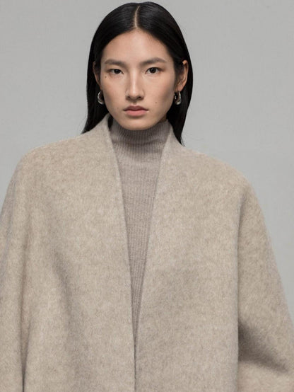 Wool Coat with Removable Fox Fur Sleeves