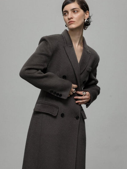 Double-Faced Wool Coat with Waist Cinch and Tailored Fit