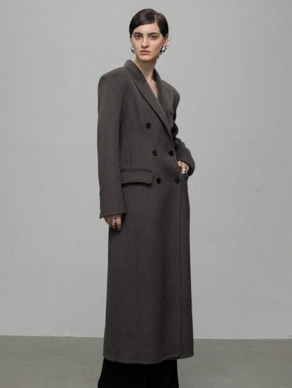 Double-Faced Wool Coat with Waist Cinch and Tailored Fit