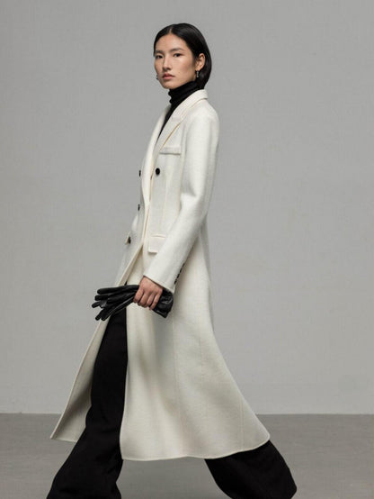 Double-Faced Wool Coat with Waist Cinch and Tailored Fit