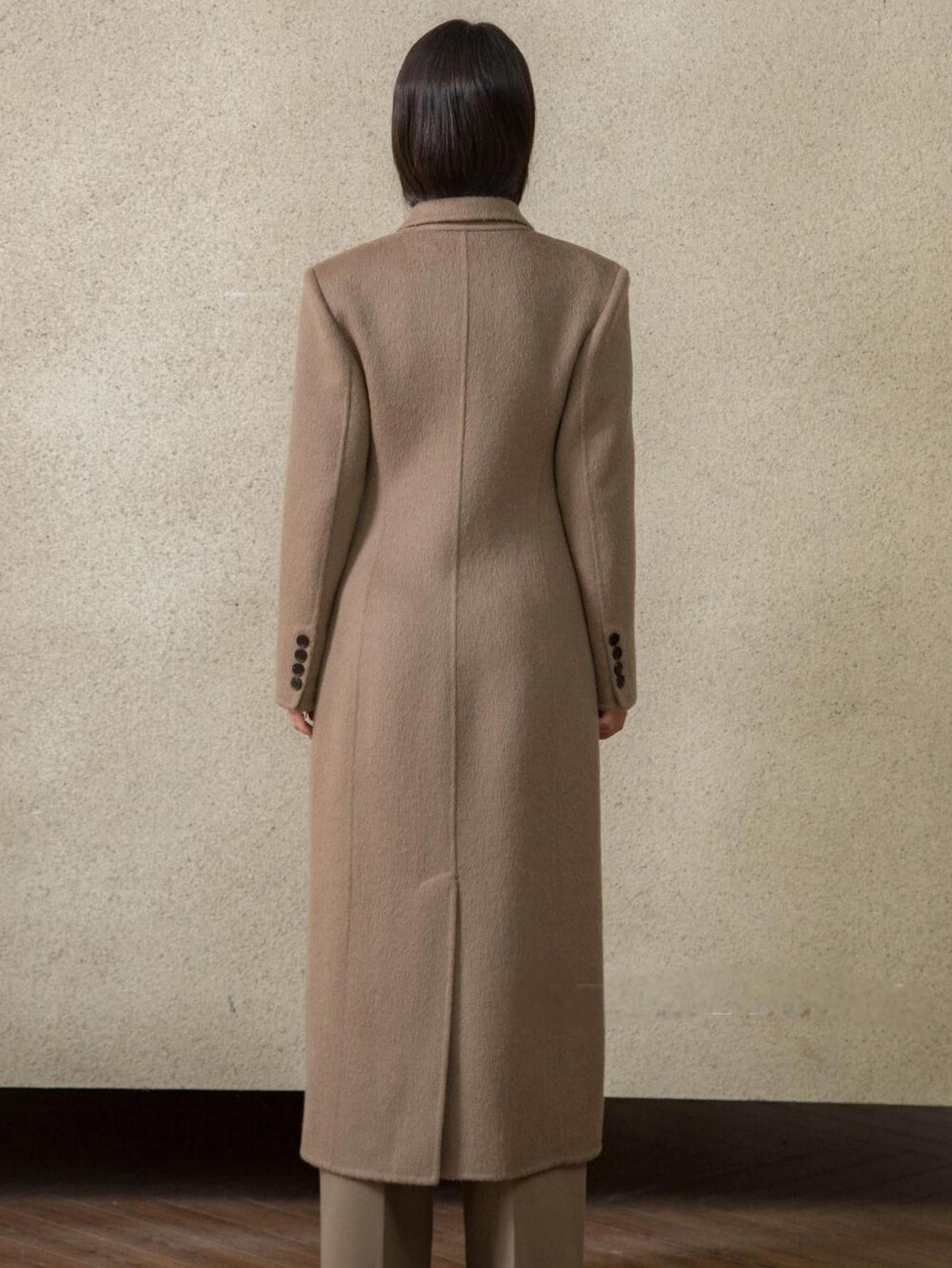 Double-Faced Wool Coat with Waist Cinch and Tailored Fit