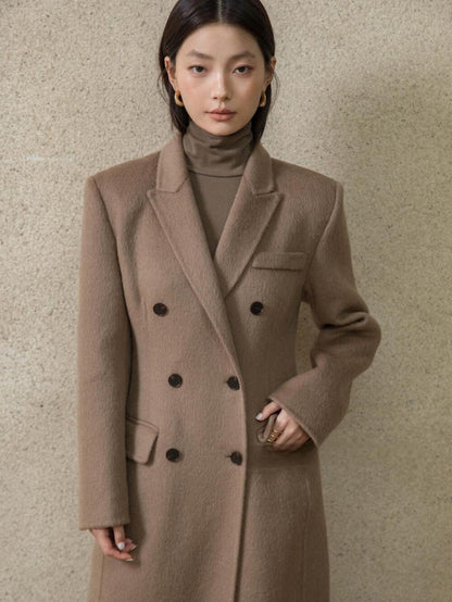 Double-Faced Wool Coat with Waist Cinch and Tailored Fit