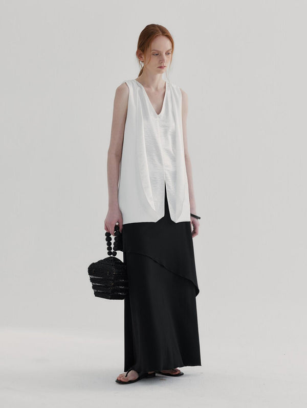 Acetate White Tank Top Women Spring