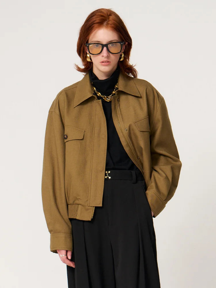 Brown Cinched-Hem Women’s Jacket