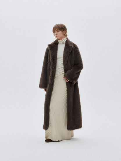 Eliraya faux fur coat for women, featuring an elegant fox fur-inspired design, perfect for winter warmth and luxurious styling.