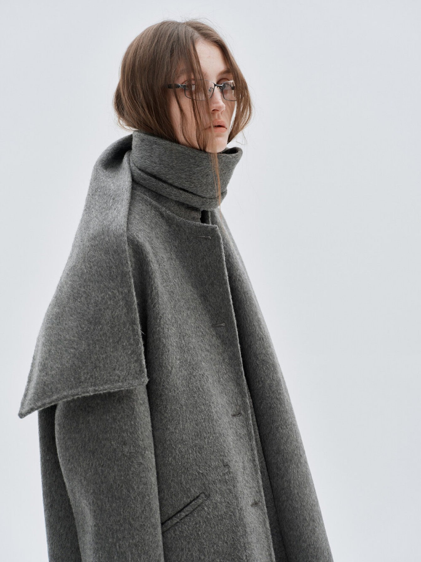 Eliraya elegant wool coat with scarf for women, featuring a double-sided design and luxurious 100% Australian wool, perfect for winter warmth.